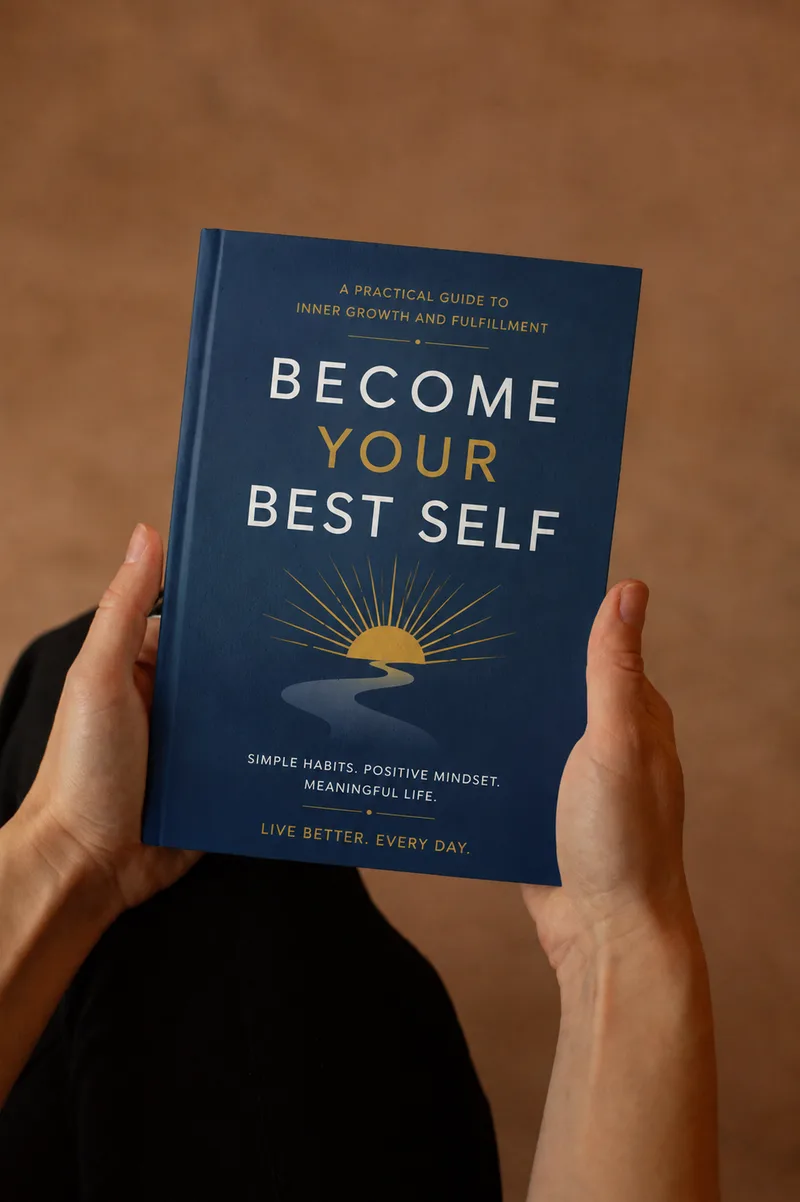 Hands holding a hardcover copy of Become Your Best Self